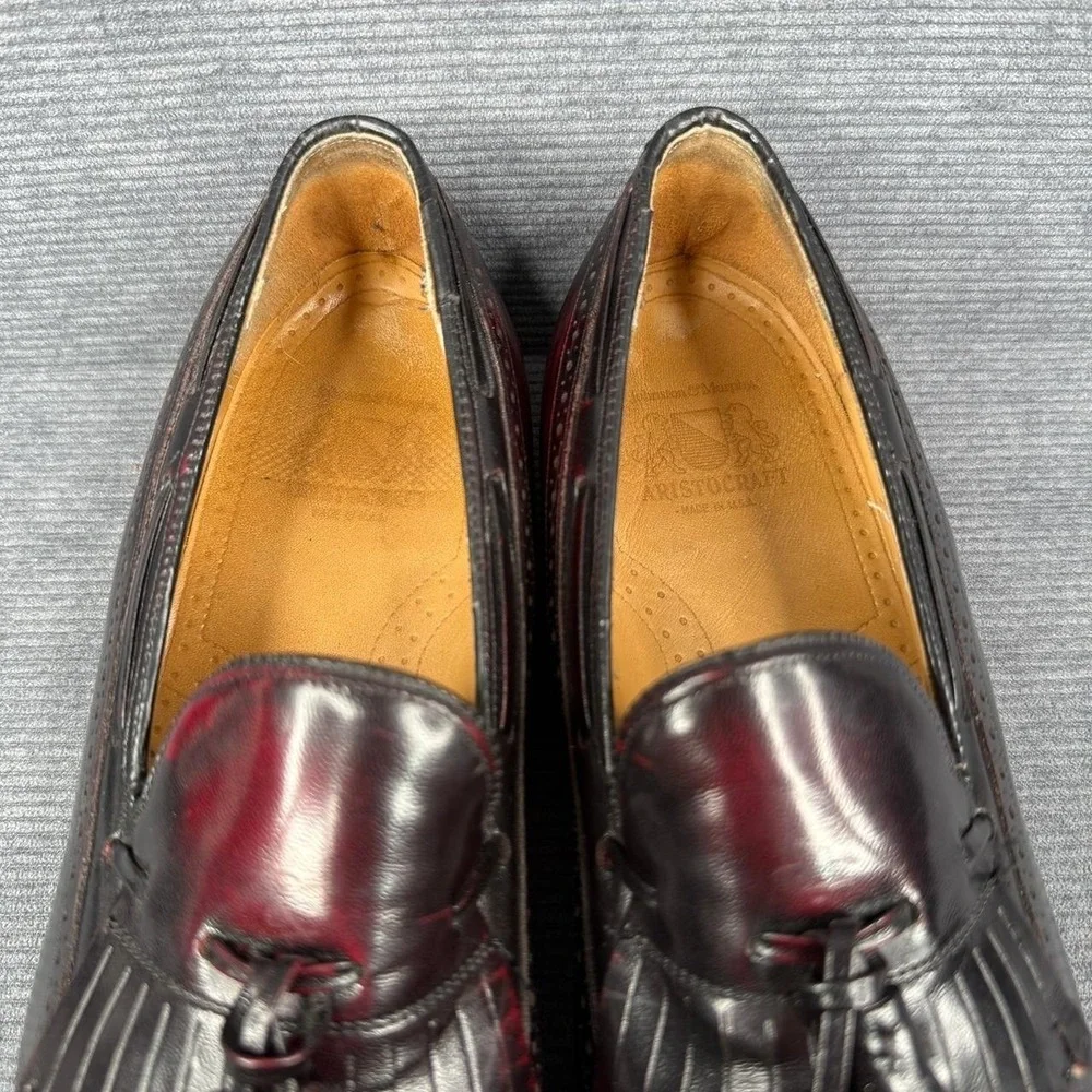 Johnston‎ & Murphy Mens Burgundy Wingtip Tassel Kiltie Loafers Dress Shoes 9 M